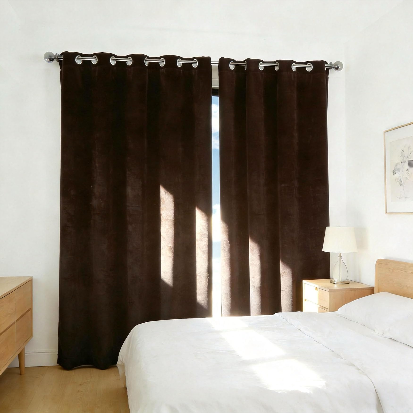 Rideau thermique isolant anti froid marron 150 x 260 cm