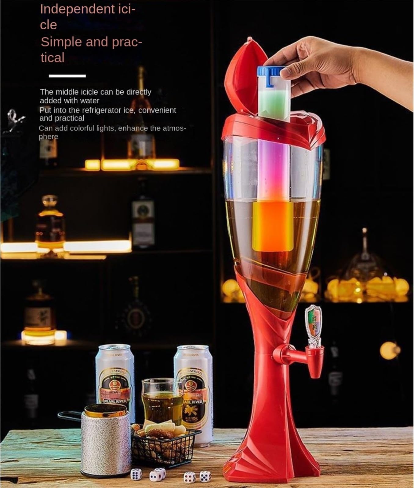 Dispensador De Cerveza Dispensador De Bebidas con Grifo, Torre De Cerveza De 3 litros Dispensador Bebidas(Grün)