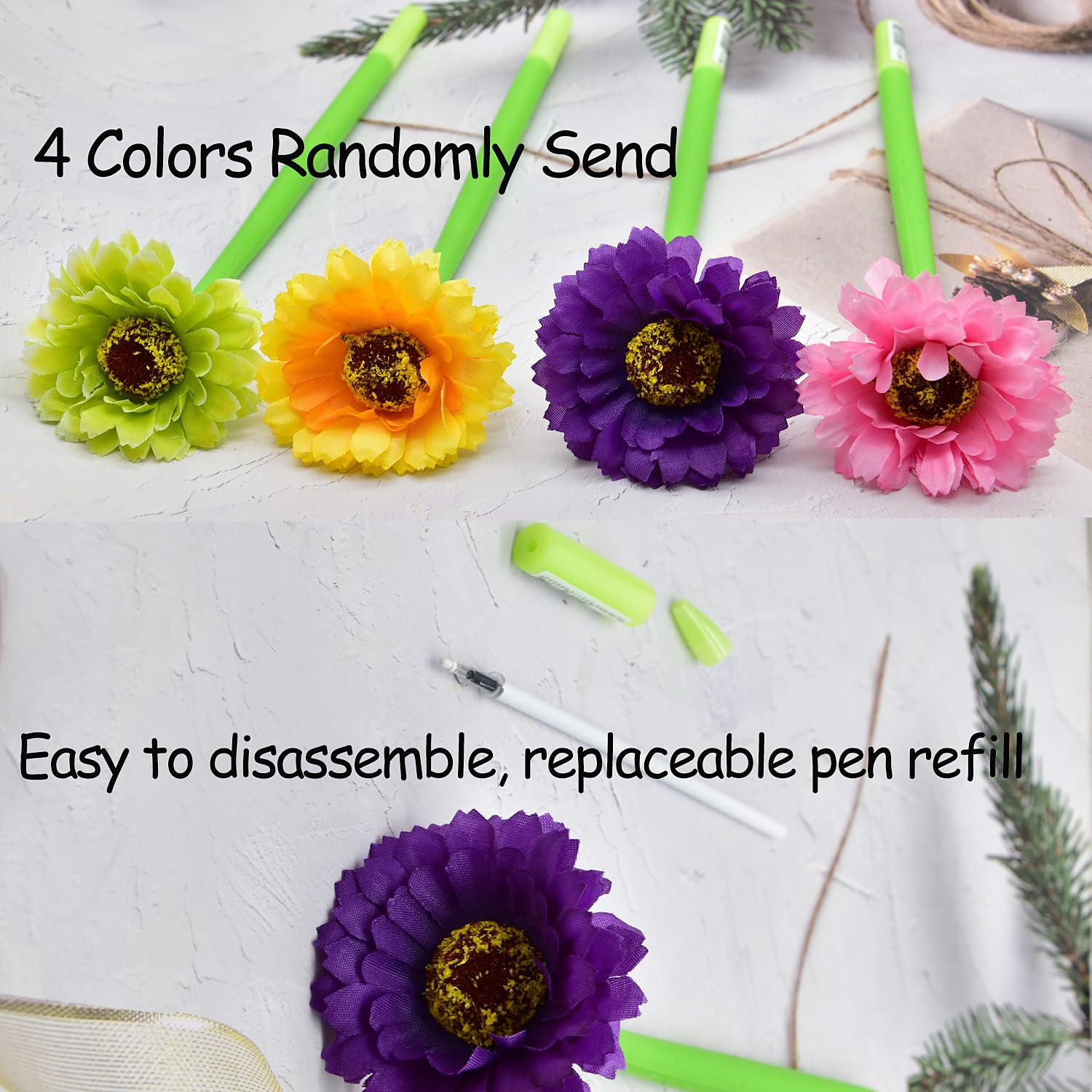 12 Bastoncini Penna Girasole Fiore Artificiale Penna A Sfera Creativo Girasole Gel Inchiostro Penna 05mm Fiore Penna Da Scrittura Adatto Per Scuola Ufficio Famiglia C