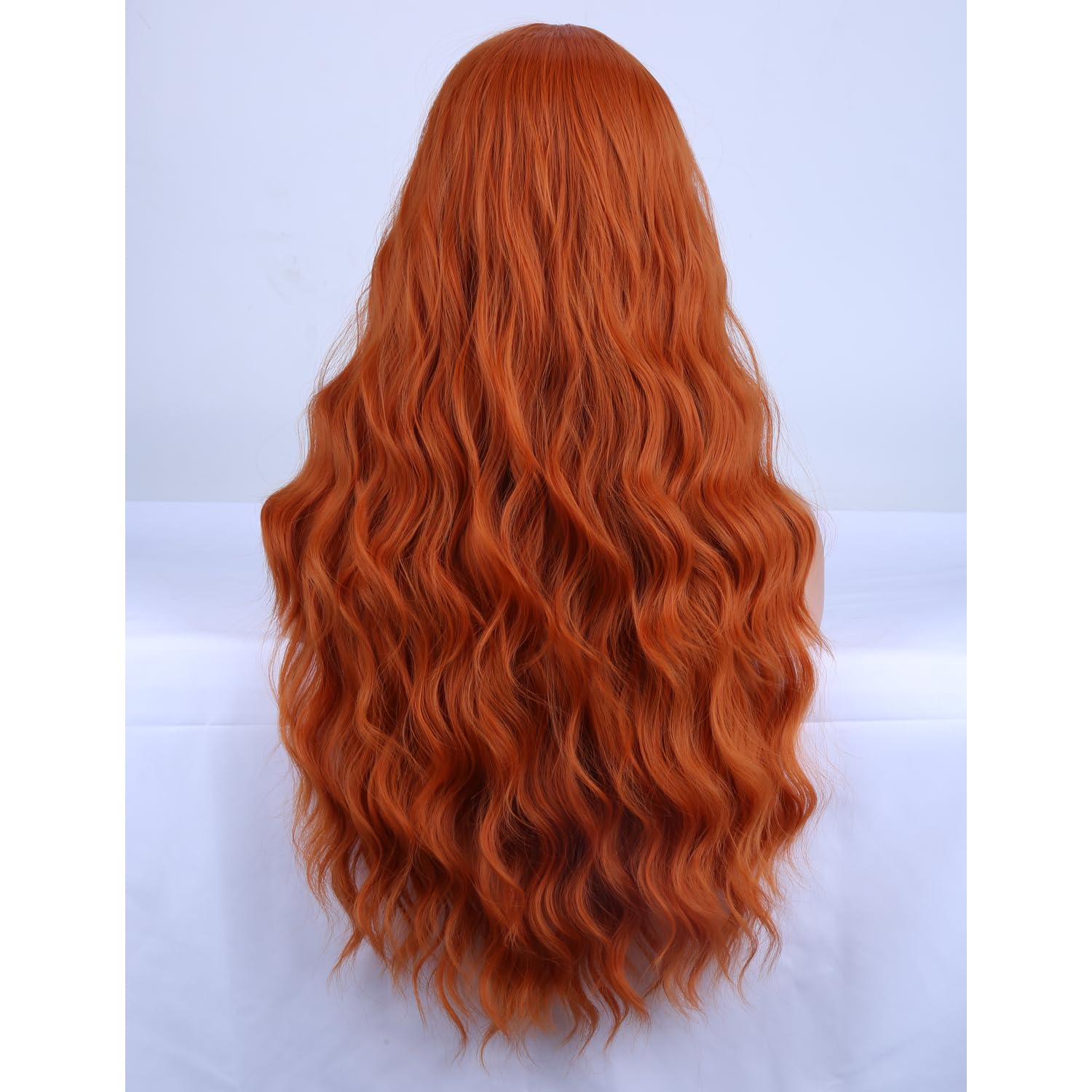 MAGQOO Orange Ombre Flame Wig Long Curly Wavy Ombre Orange Wigs for Women Girls Middle Part Heat Resistant Hight Density Synthetic Wigs: Copper
