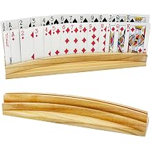 Card Holders for Playing Cards Set of 2 Soild Wood Cards Holders for Kids Seniors Adults, Playing Card Trays/Racks for Bridge Canasta Strategy Foot and Hand