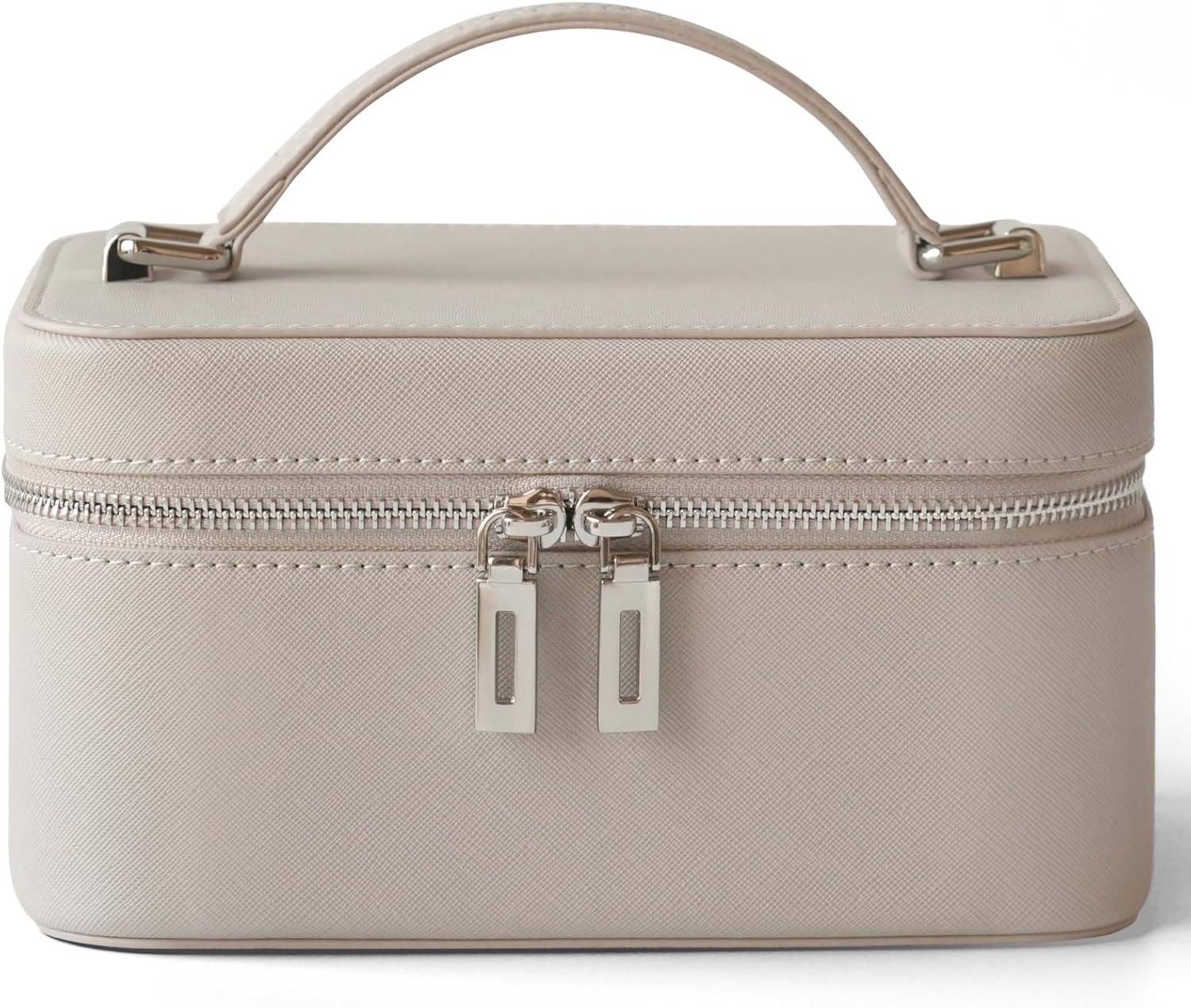 Popvibe Travel Makeup Case with Mirror and Light Up Vanity Case Make Up Bag Set with Brush Holder Srorage, Leather Cosmetic Case Compact Luxury Small Train Case with Handle, Portable Makeup Box Cute