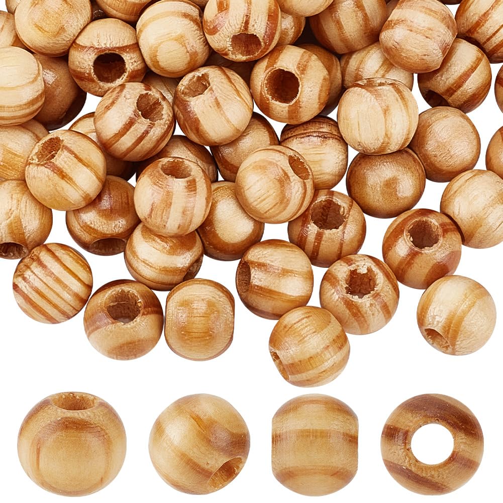 Amazon.co.jp: OLYCRAFT 120個 木製ビーズ 12x11mm 穴5mm 大穴ビーズ