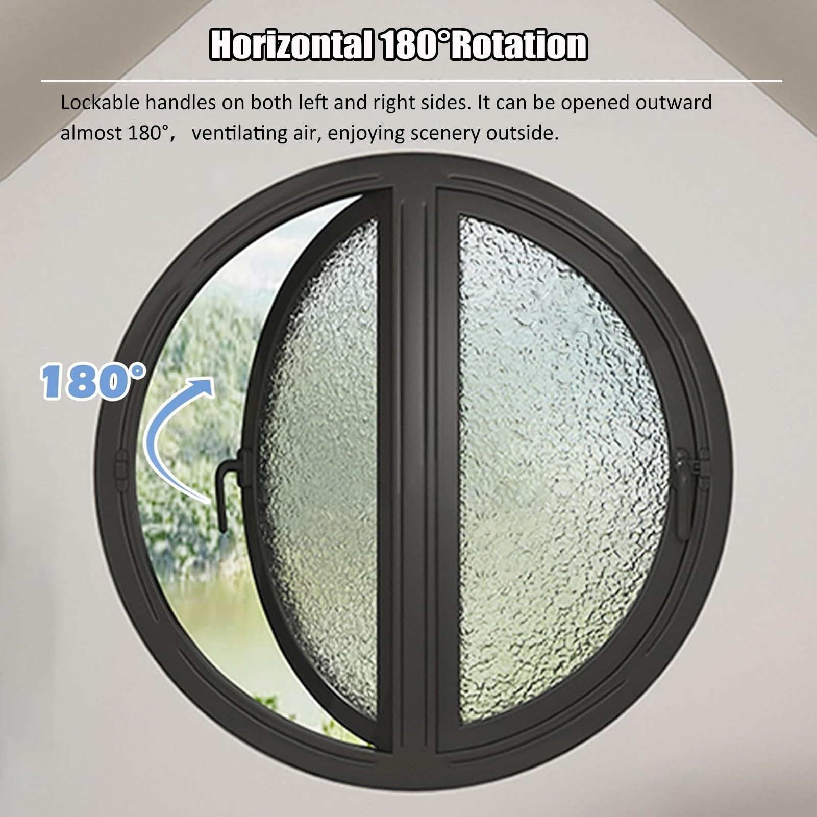 Ventanas Redondas con Marco de Aluminio, giratorias 180° para cobertizos, Ventanas abatibles de Doble Cara con ventilación de Repuesto para áticos, sótanos y almacenes (80 cm/31,5 Pulgadas)