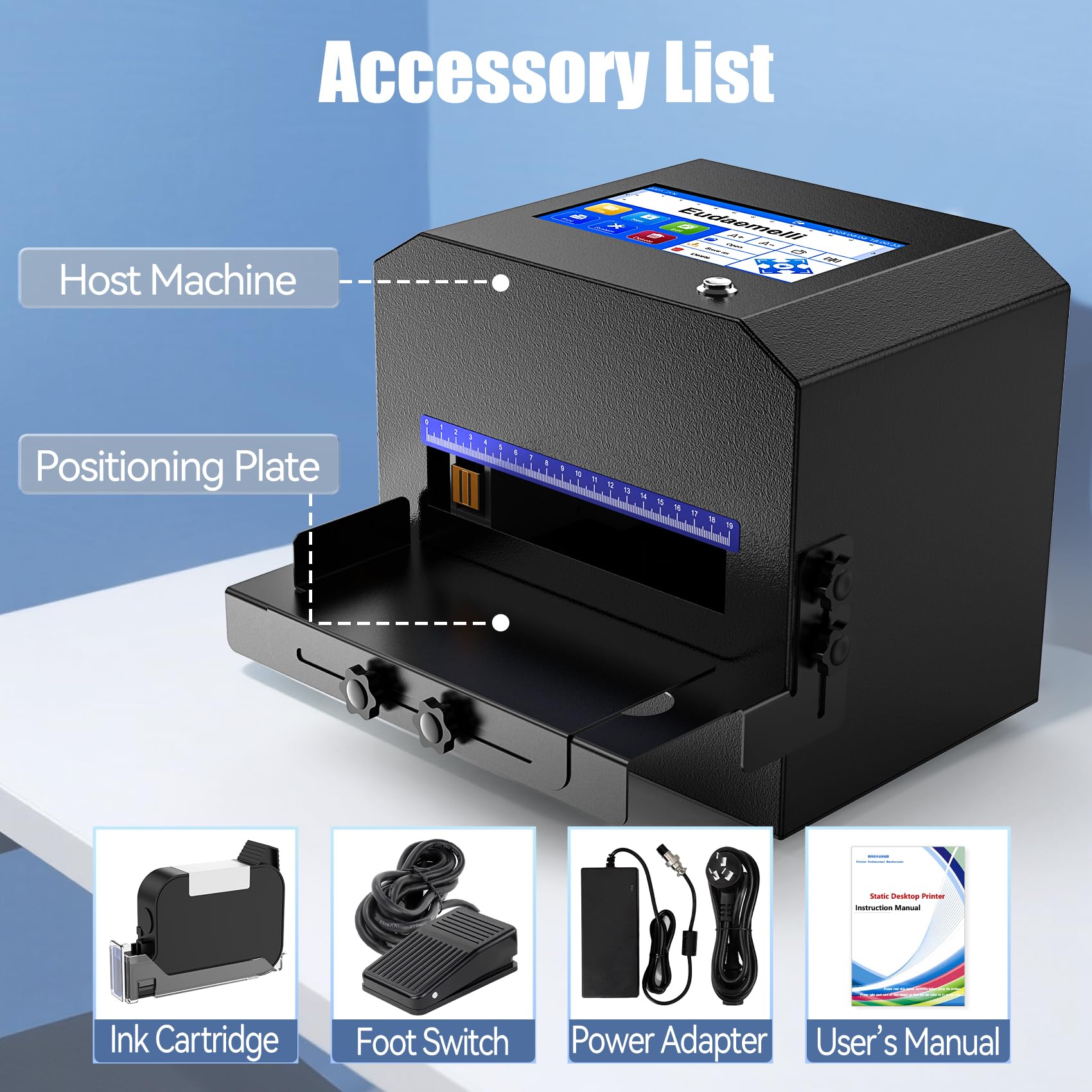P6 Machine de Codage à Jet d'encre Intelligente avec Cartouche d'encre à Séchage Rapide,Codeur à Jet d'encre Manuelle pour Date/Numéro de lot/Logo/Code-Barres/Code QR (Hauteur d'impression:2-12,7 mm)