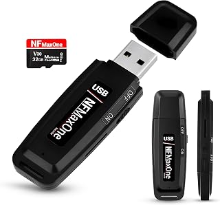 Grabadora de Voz Espia Digital con MicroSD de 32 GB incluida | Mini Grabadora de Audio Ideal para Reuniones, Entrevistas, Clases | Grabadora USB Espia Portatil con hasta 500 Horas Grabación NFMaxone