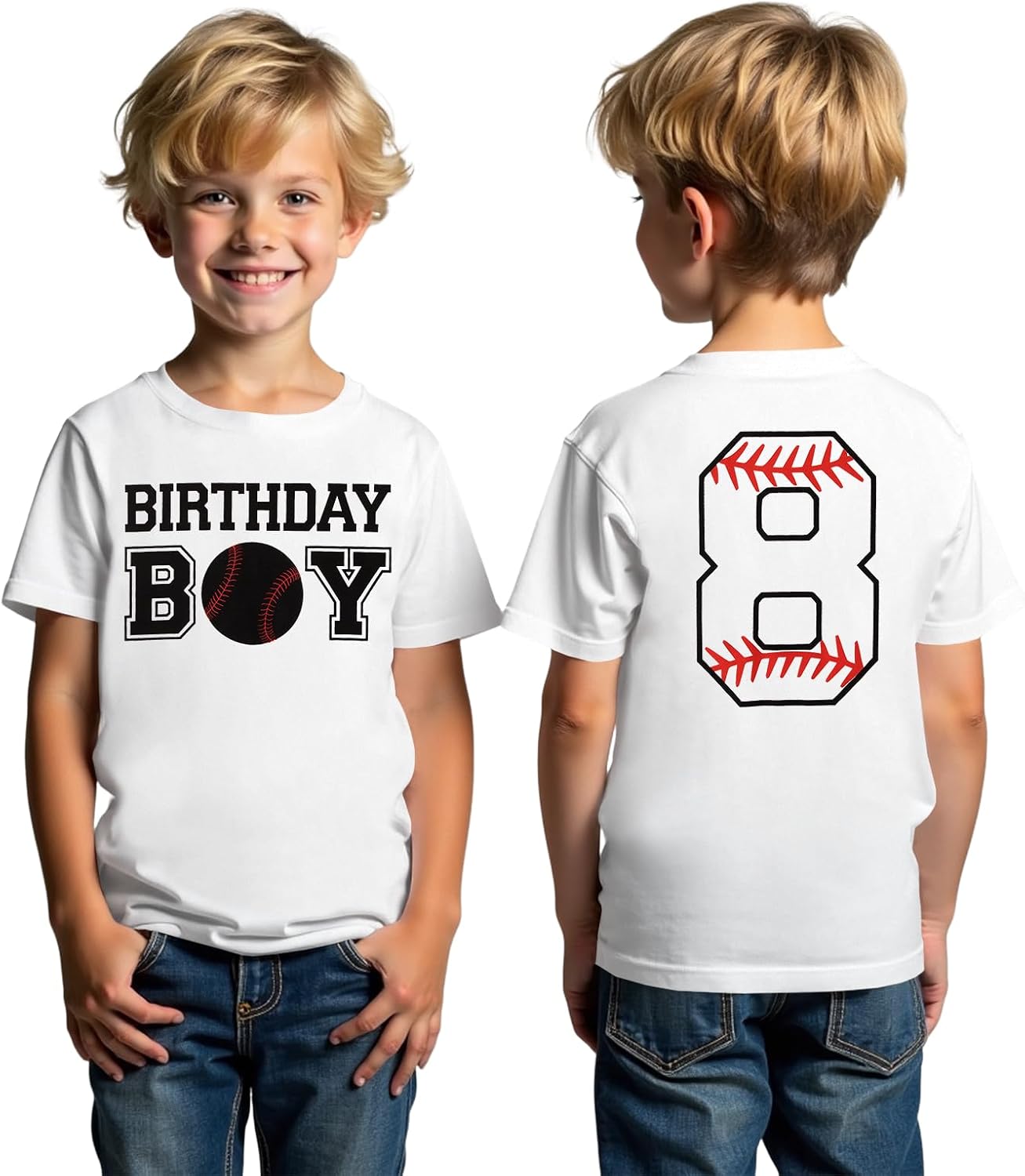 MODNTOGA Birthday Boy Shirt Boys Baseball T-Shirt 6th 7th 8th 9th 10th B-Day Party Tee Big Kid Short Sleeve 6-10 Years Tops