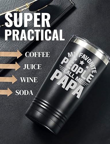 Miniatura 2 de Onebttl Papa Gifts - Vaso de acero inoxidable con tapa y pajita, 20 onzas, My Favorite People Call Me Papa
