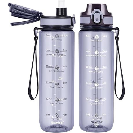 32oz Water Bottle with Straw - Clear Motivational - Time to Drink...