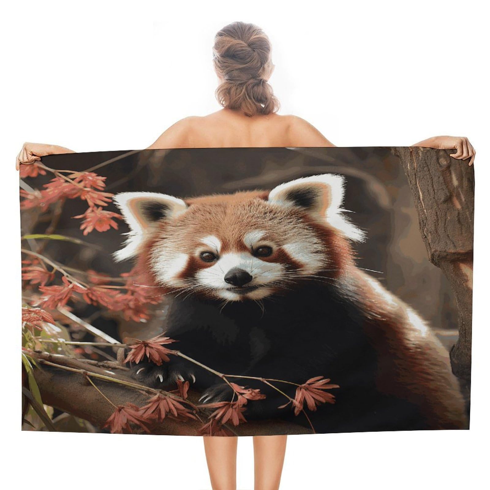 QWNMD Beach Towel Red Pandas Printed Bath Towel Adult Beach Towel for Beach Bath Travel Swim Pool Yoga Hotel Parties Guests Perfect for Daily Use