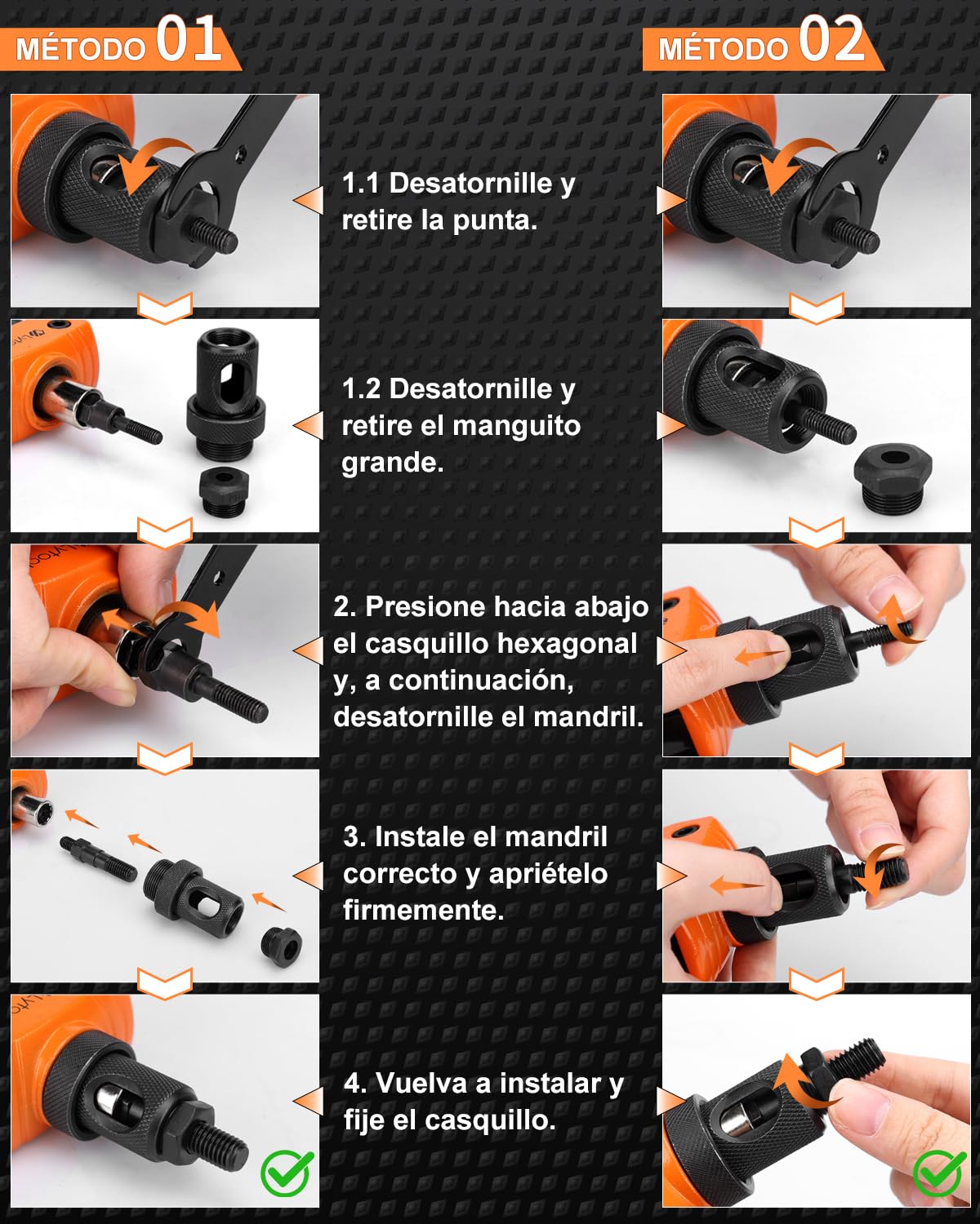 Remachadora de Tuercas, Lytool 14" Pistola Remachadora Profesional Remachadora Manual Con 205pcs Tuercas de Remache, y 6 Mandriles Intercambiables M3 M4 M5 M6 M8 M10