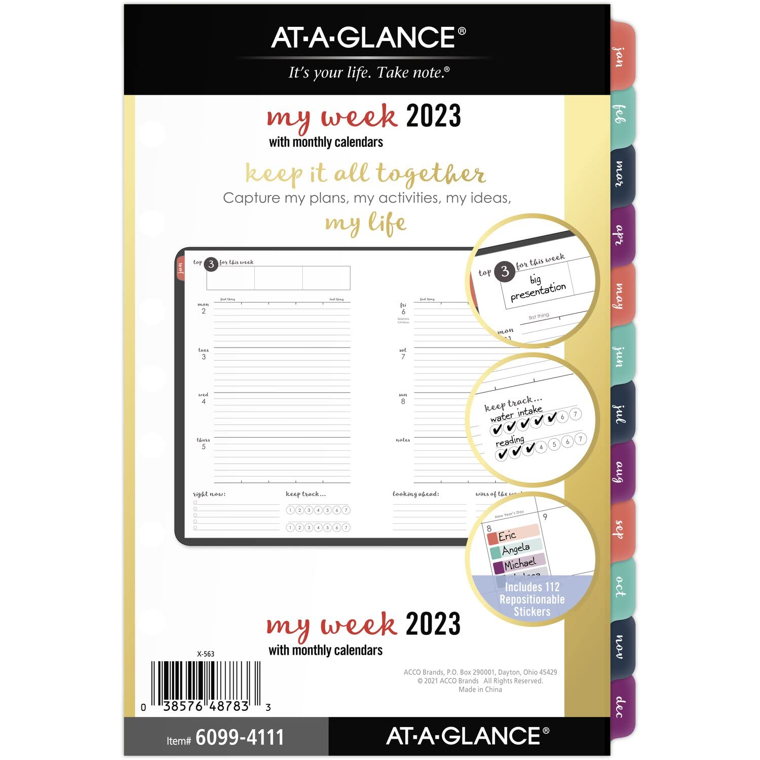 AT-A-GLANCE2023 Weekly & Monthly Planner Refill, 5-1/2" x 8-1/2", Loose Leaf, Harmony (6099-4111)