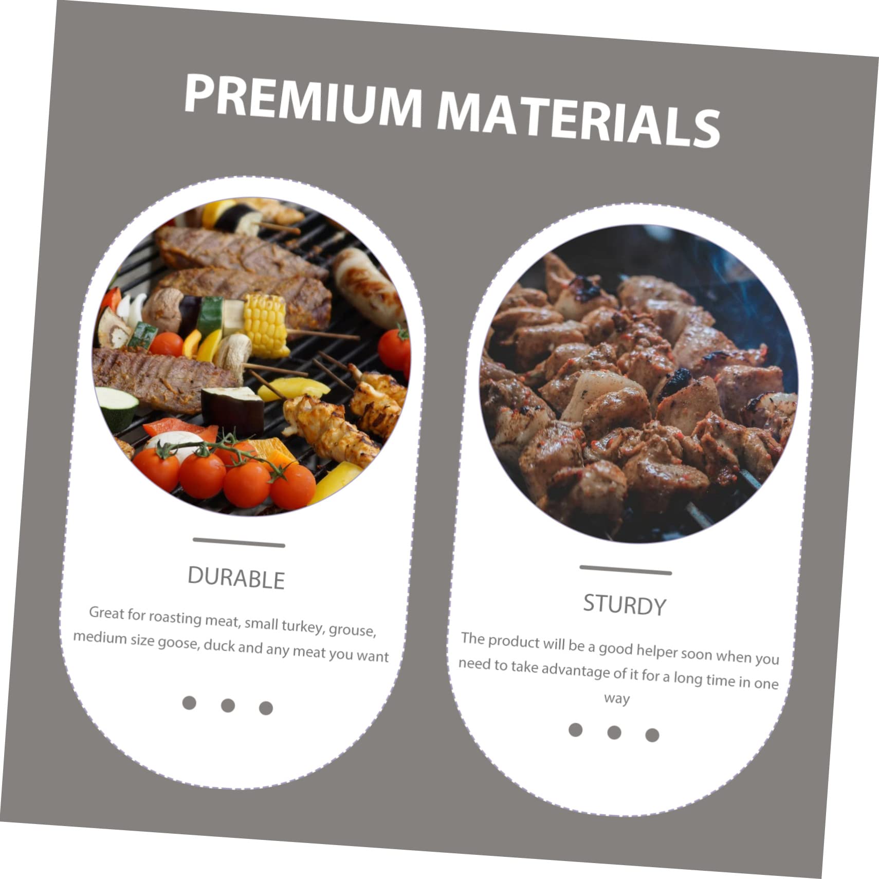 ibasenice Parrilla para Barbacoa Portátil de Acero Inoxidable Diseño Ergonómico y Desmontable, Adecuado para Asar Pollo y Pavo en Exteriores y BBQ