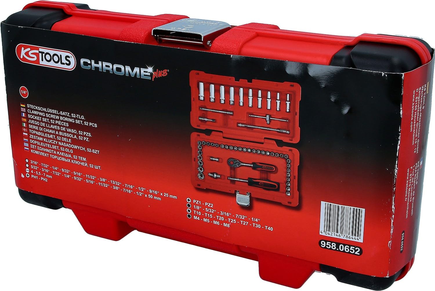 KS Tools 958.0652 1/4" Juego de llaves de vaso CHROMEplus 52 pzs