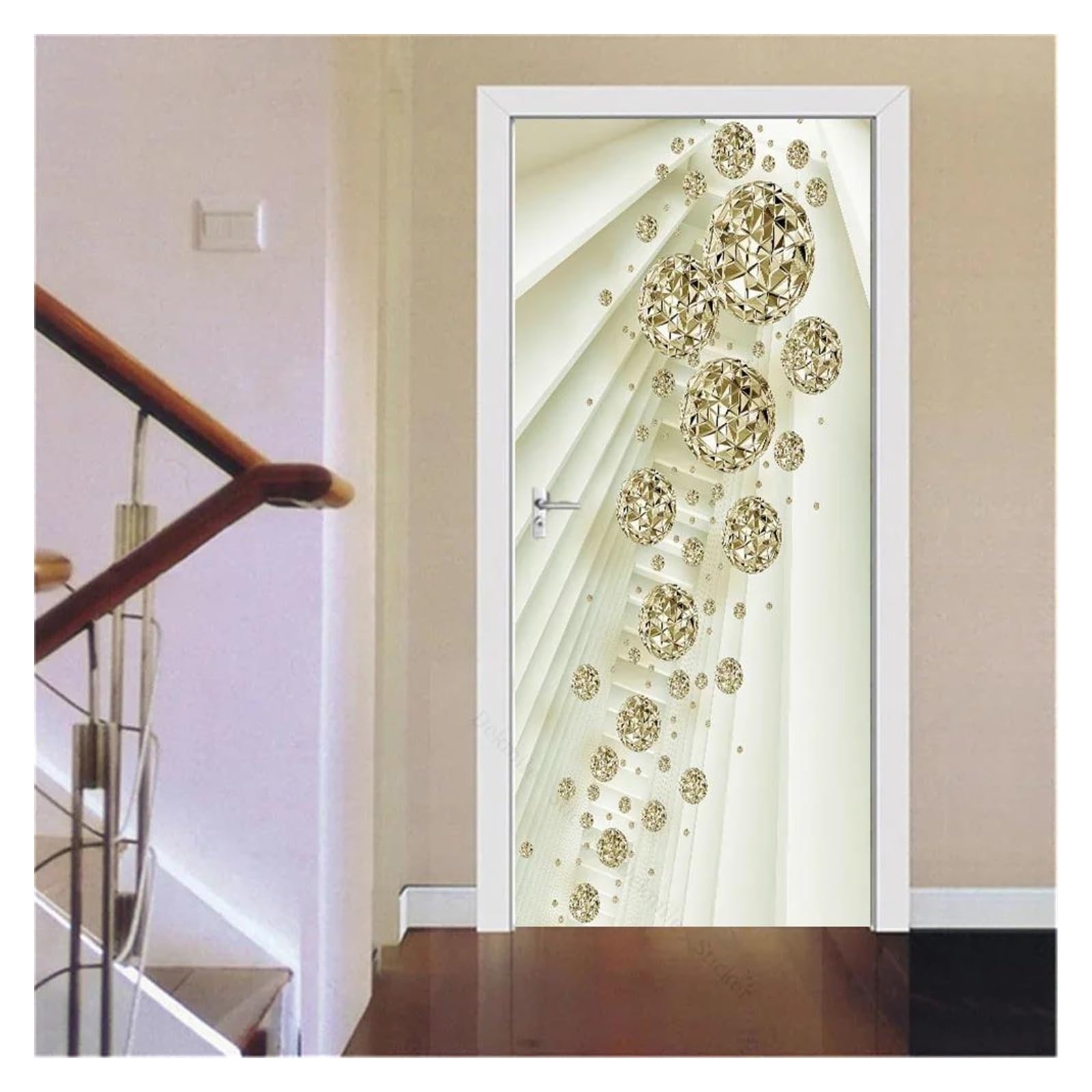 Décoration de porte autocollante or 40x120cm sticker abstrait anti-bulle