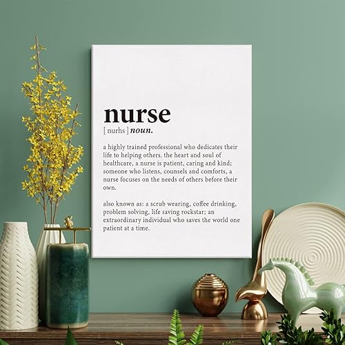 Miniatura 3 de LEXSIVO Lienzo impreso con definición de enfermera, arte de pared, decoración de oficina de enfermera, pintura moderna con cita de enfermera, 12 x
