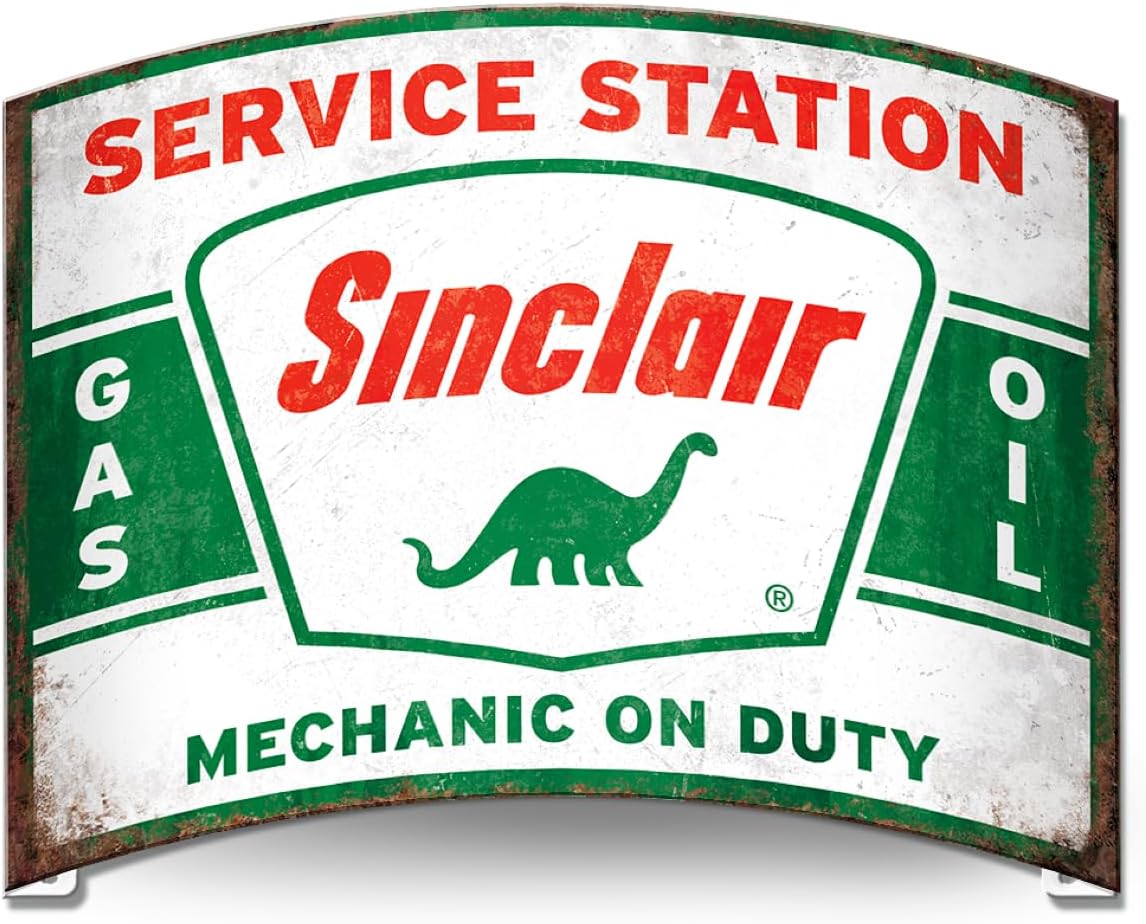 Desperate Enterprises Rolled Sinclair Aluminum Sign - Sign Size 11.5" x 13.5" - Nostalgic Vintage Metal Signs - Made in the USA