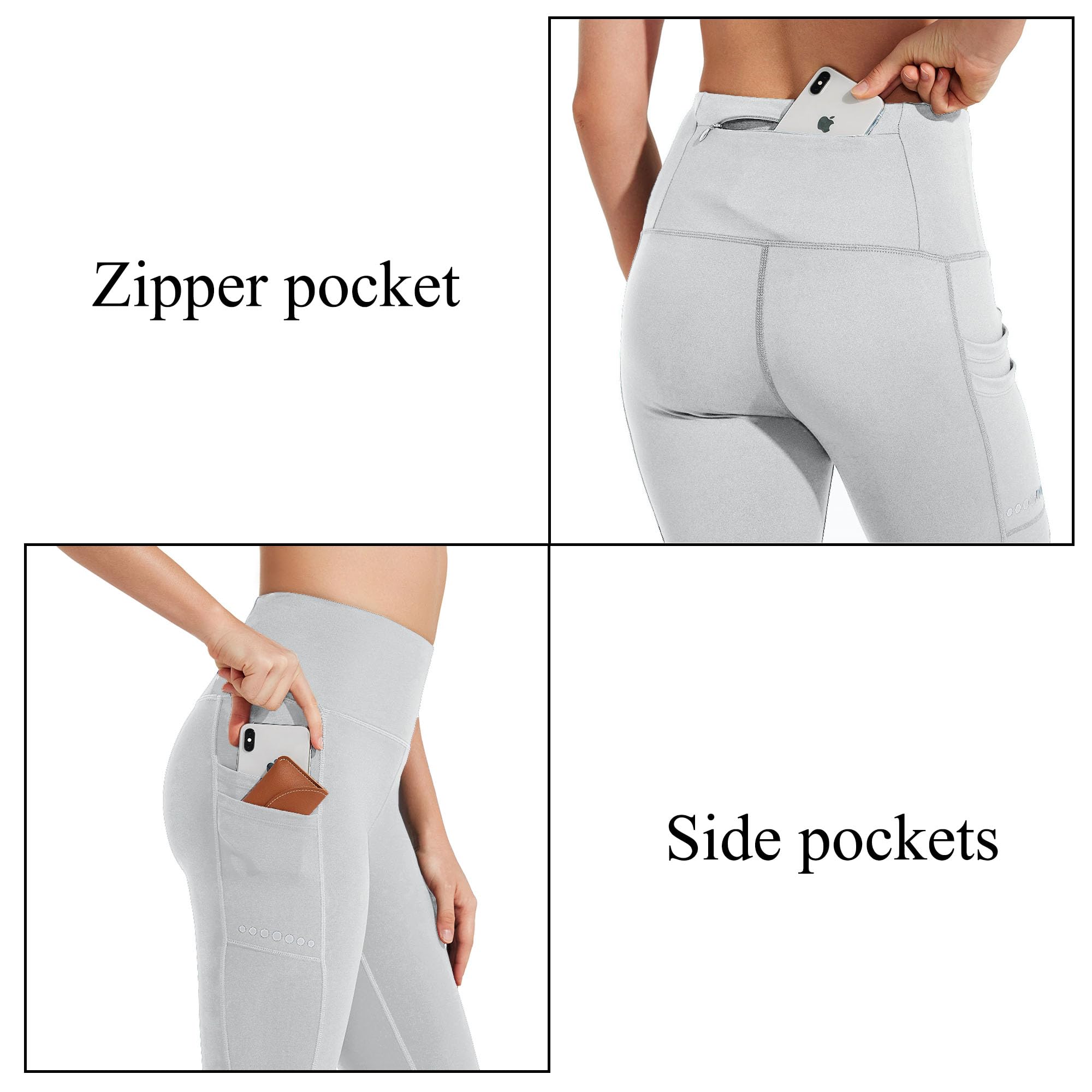 BAYGE Leggings Sportivi Termici da Donna Vita Alta Foderati in Pile Impermeabili e Opachi Controllo della Pancia Slim Fit Pantaloni da Yoga Pantaloni Sportivi Pantaloni in Felpa con Tasche