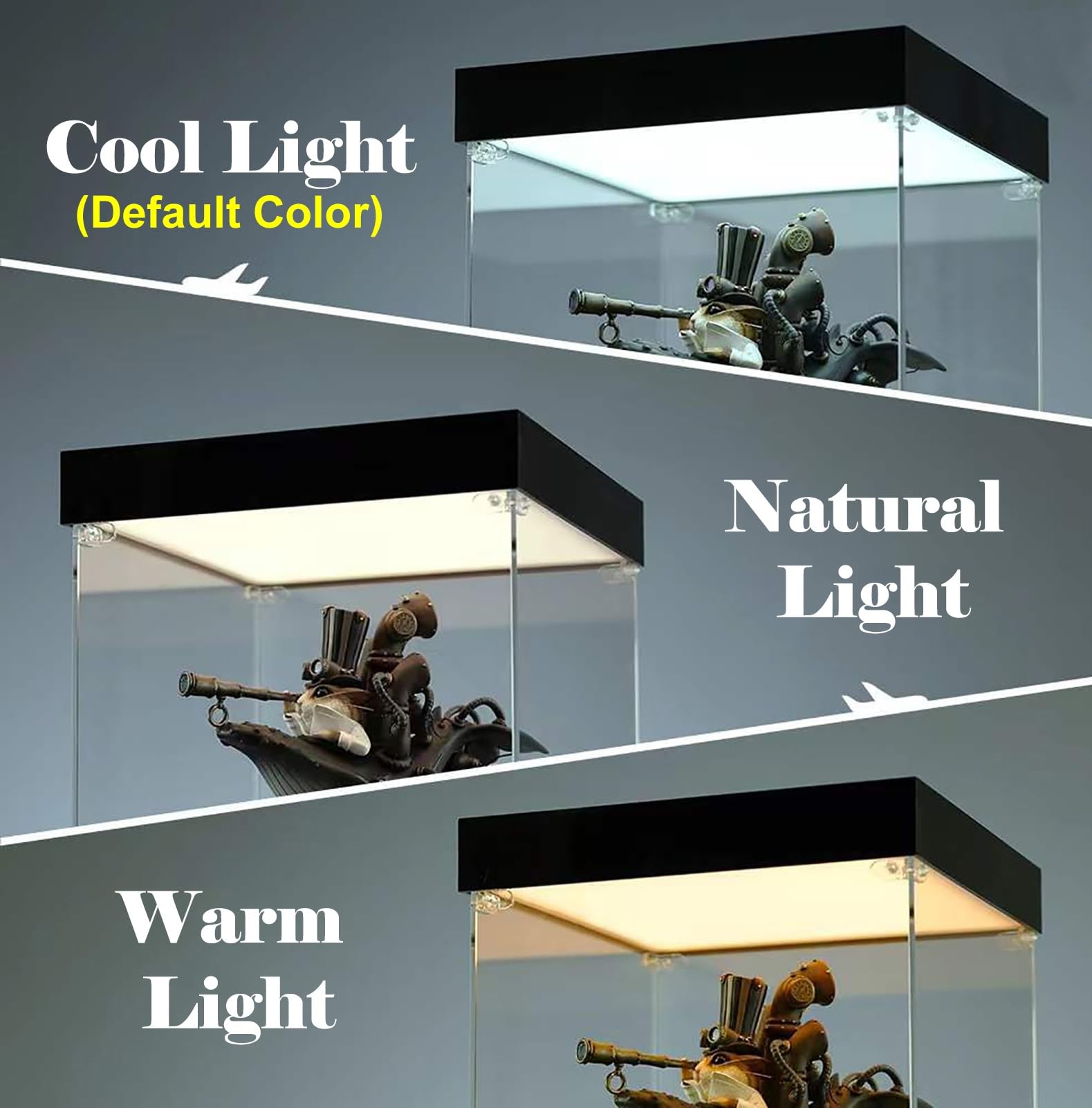 Akrylowa Gablota Przezroczysta Akrylowa Gablota Z Oświetleniem LED | Podwójna Akrylowa Witryna LED Z Chłodnym Światłem, Składane Pudełka Ekspozycyjne Do Przechowywania Figurek