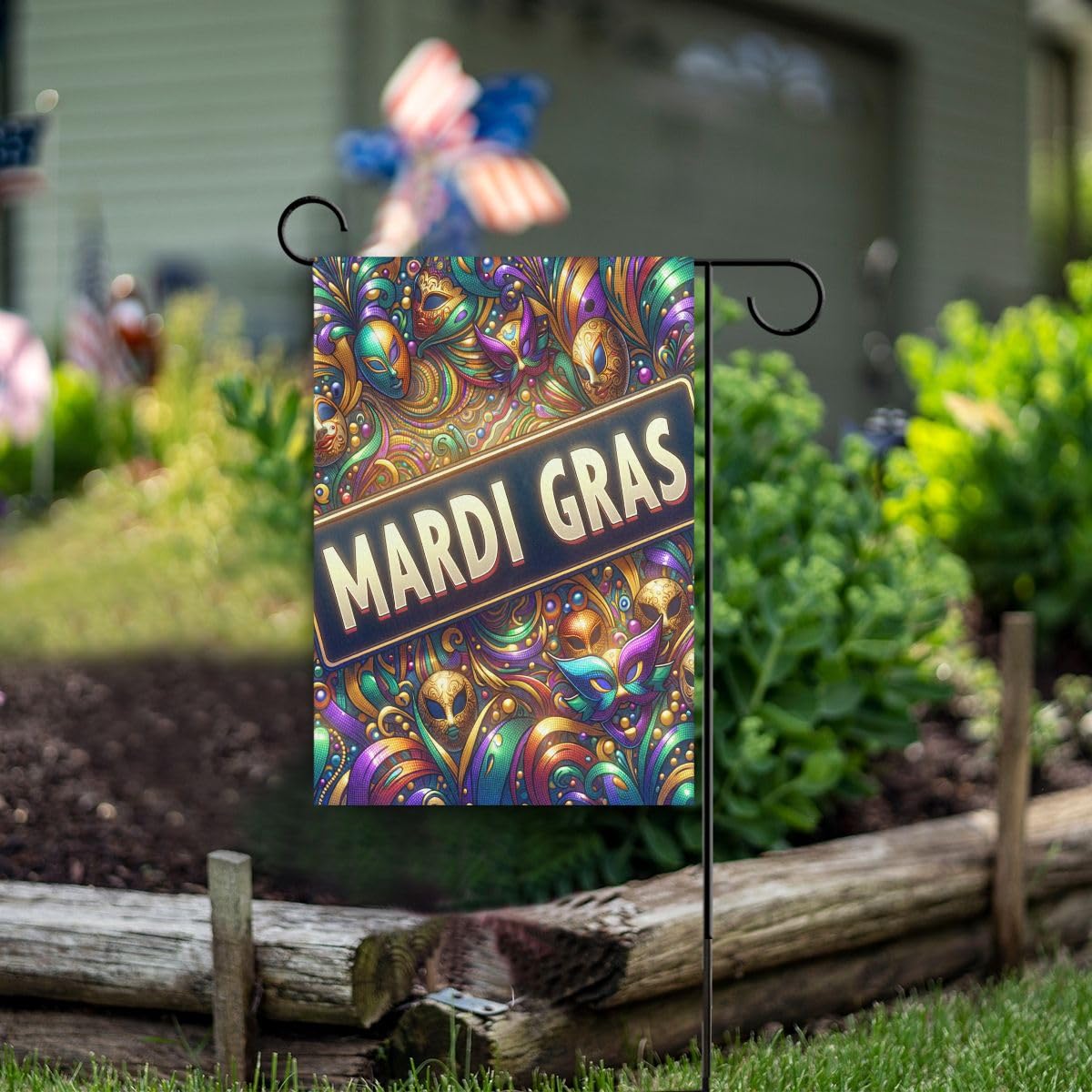 Caroline Treasures Bandiera Mardi Gras, In Poliestere, Doppia Faccia, Resistente Alle Intemperie, 27,9x38,1 Cm, Multicolore, Made In USA - 3