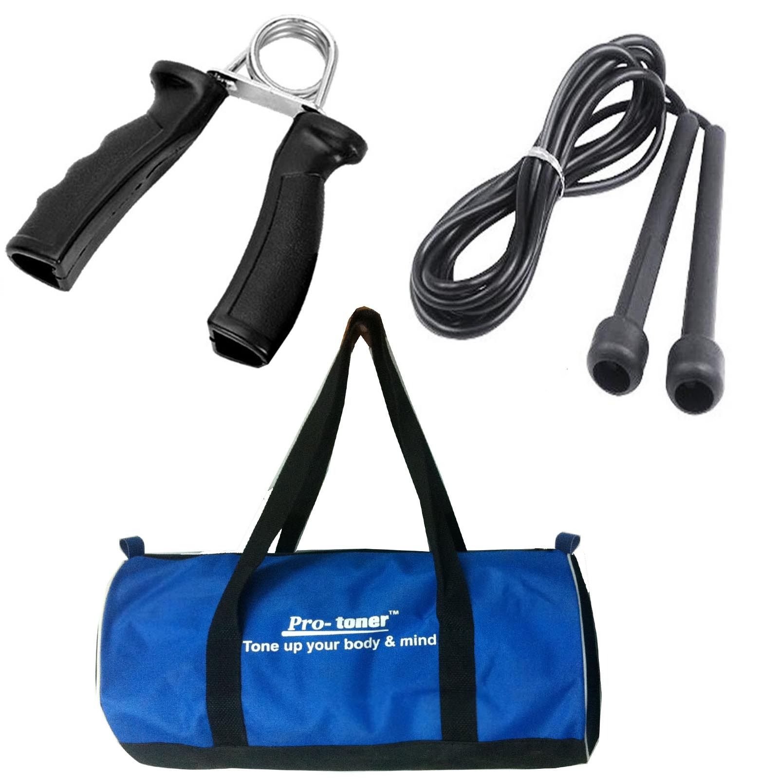 Details About Protoner Gym Essentials Gym Bag, Skipping Rope & Hand Grip Exerciser-image-5