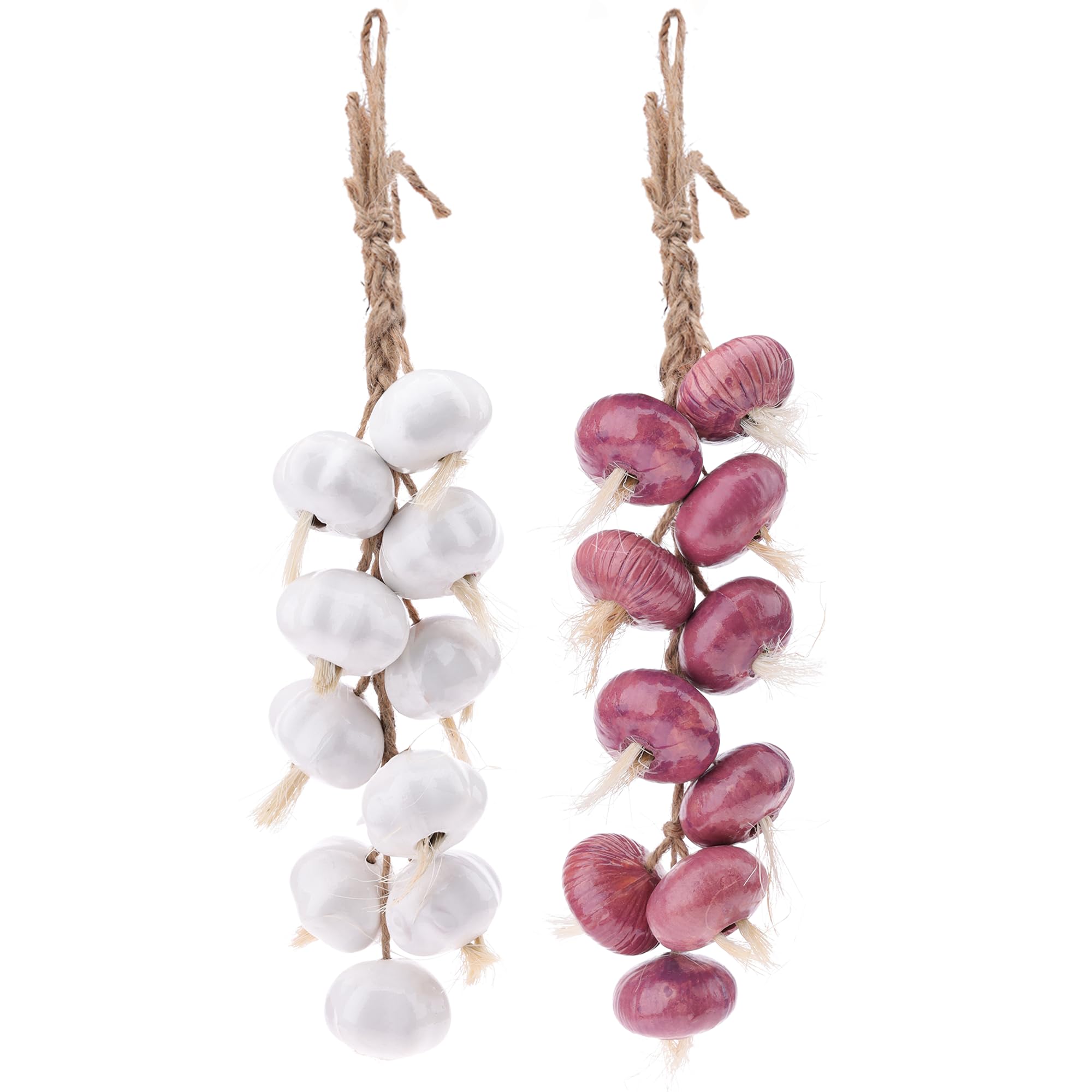 2 Brochettes D'Ail Décoratif En Mousse - Réaliste Pour Cuisine, Photos Ou Fêtes - 40cm