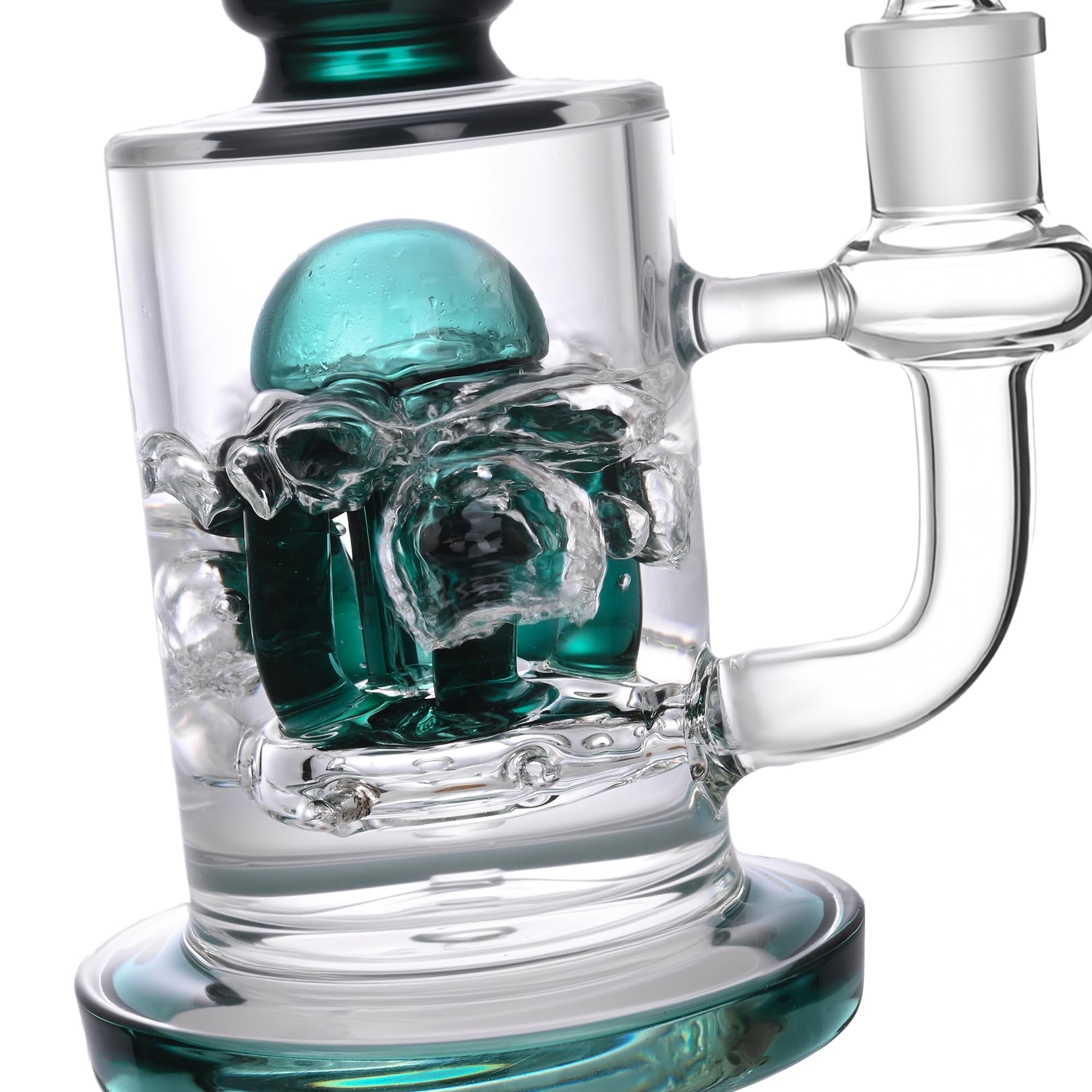 Chillbong 22cm Glasbong avec filtre Mushroom, bol de 14,5 mm, Poids 500g, verre résistant artisanal, tuyau de récipient de filtrage - Lake Green
