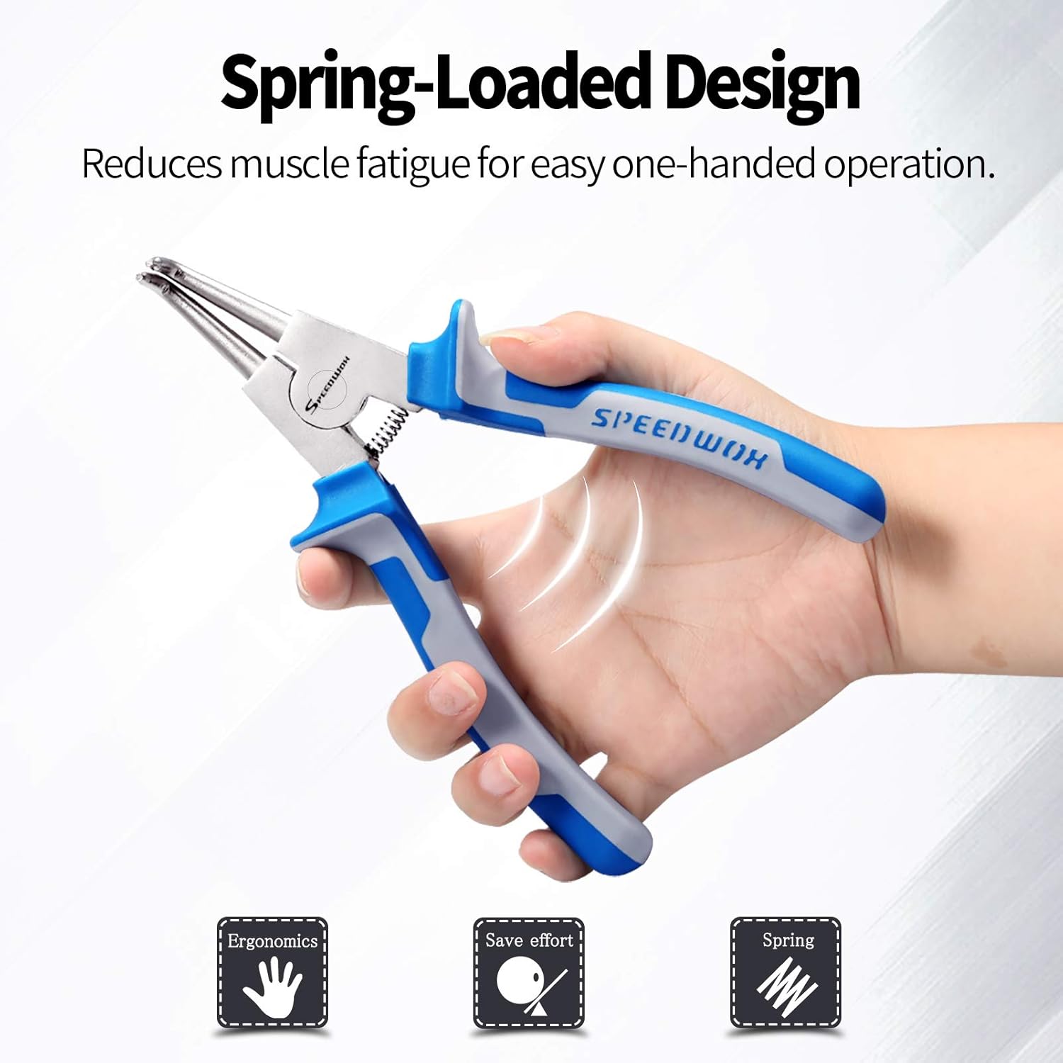 SPEEDWOX Circlip Pliers External Snap Ring Pliers with Bent Jaw 7 Inches Retaining Ring Plier Precision C Clip Pliers (Tip Diameter 0.07") Fixed Tip Comfort TPR Handles