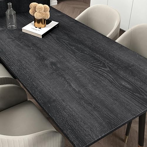 Miniatura 3 de Skyblur Papel de contacto de madera gris para armarios y cajones, papel tapiz de madera gris mate negro para despegar y pegar de 15.7 x 78.8