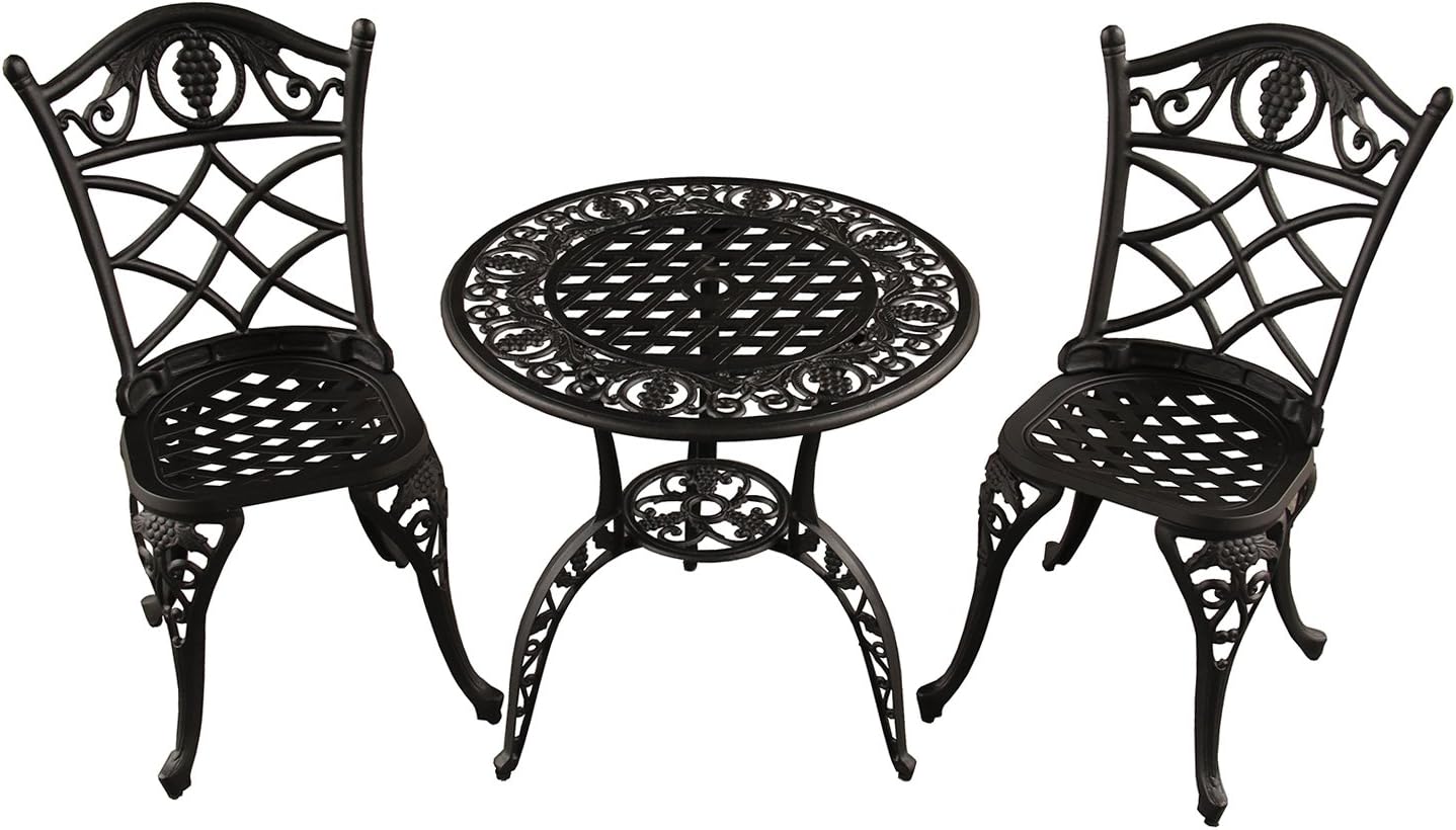 Oakland Living Outdoor Aluminum 3 PC Bistro Set, Sand Black