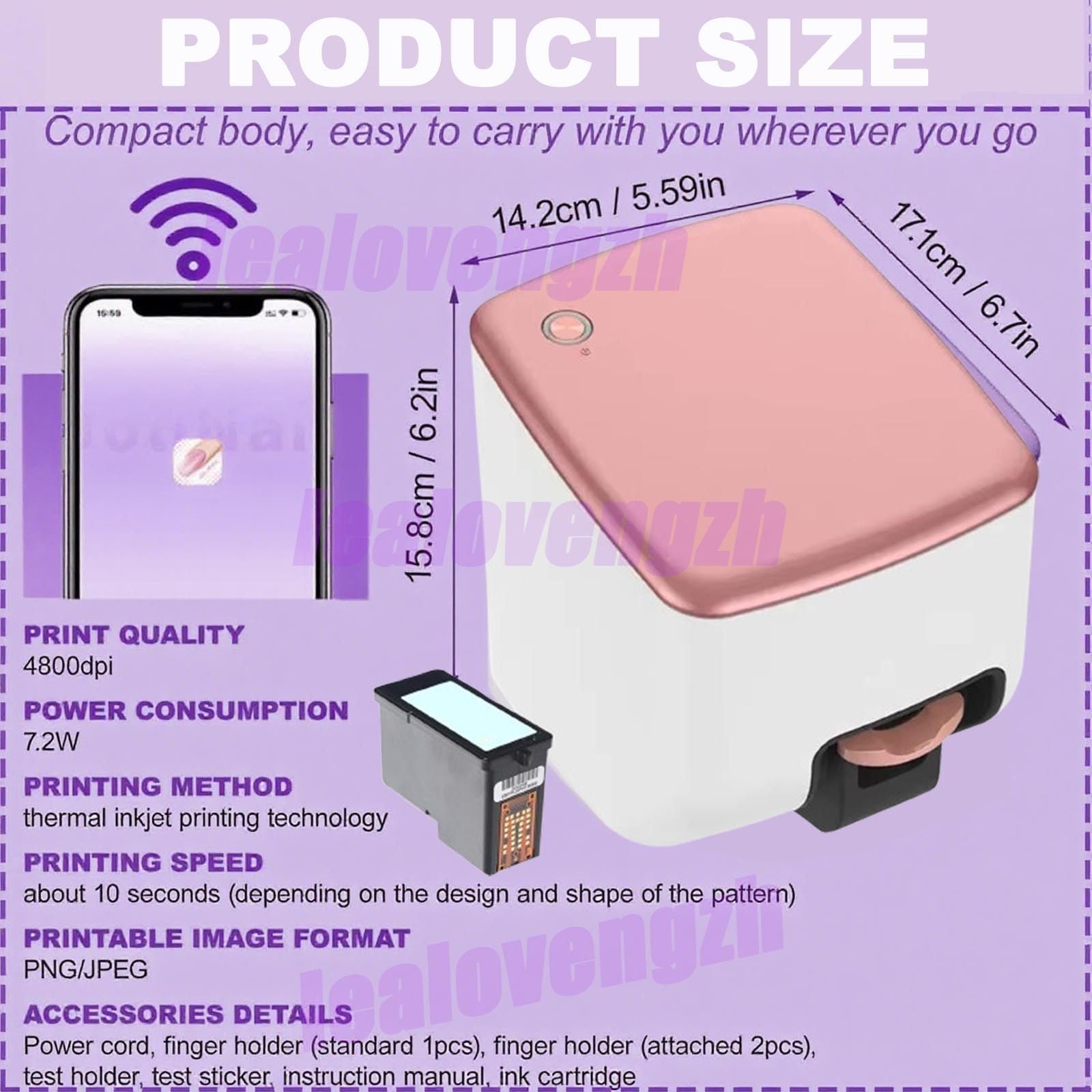 Stampante Portatile Intelligente per Nail Art - Stampante Digitale Mobile per Nail Art - Macchina 3D di qualità Professionale con 4800 Dpi | Studio di Manicure Professionale E Domestico