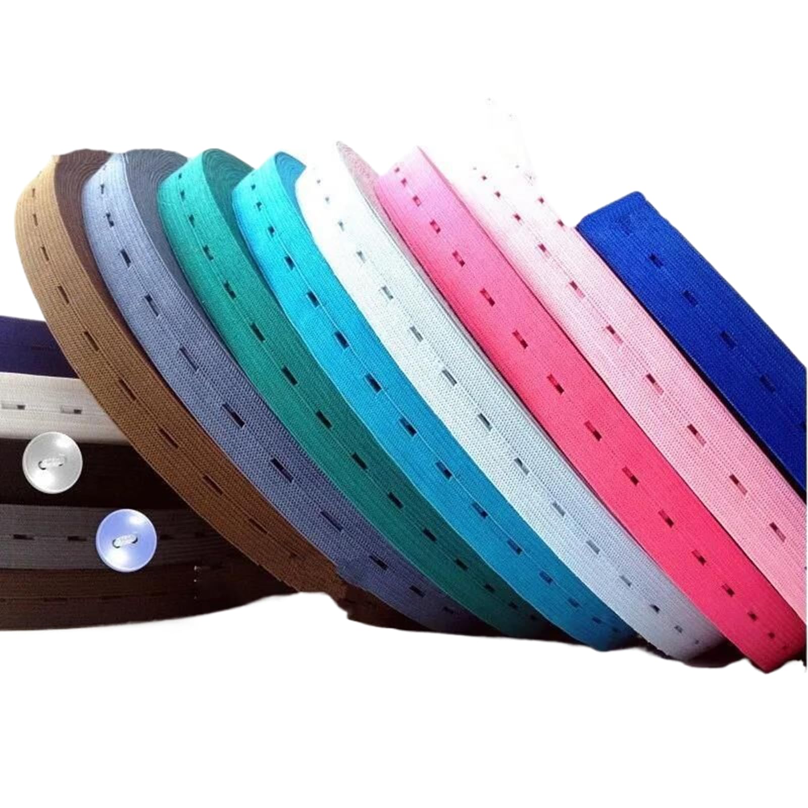 Bandas Elásticas Banda Elástica Ajustable Con Ojal De Color Caramelo De 20Mm, Fruta verde de 30 metros, 20mm de 30 metros