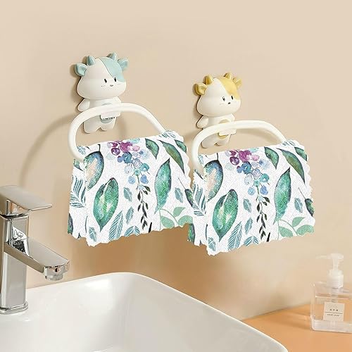 Miniatura 6 de FRODOTGV Blue Green Watercolor Leaves Winter Color Microfiber Dish Towel Washcloth Funny Kitchen Tea Towels Hand Towels Absorbent Kitchen Hand