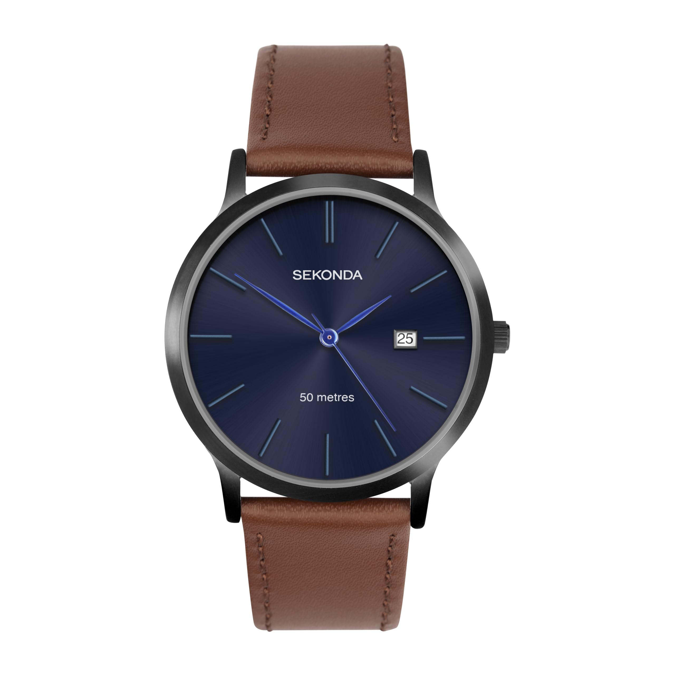Sekonda Bergen Mens 39mm Quartz Watch with Analogue Date Display, and Leather Strap