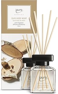 ipuro - Essentials Parfum d'intérieur Cedar Wood 50ml - Notes d'orange, Citron, romarin, ylang-ylang, Bois de Santal, Vanille - Diffuseur à bâtonnets - Parfum Chaleureux et harmonieux pour Maison