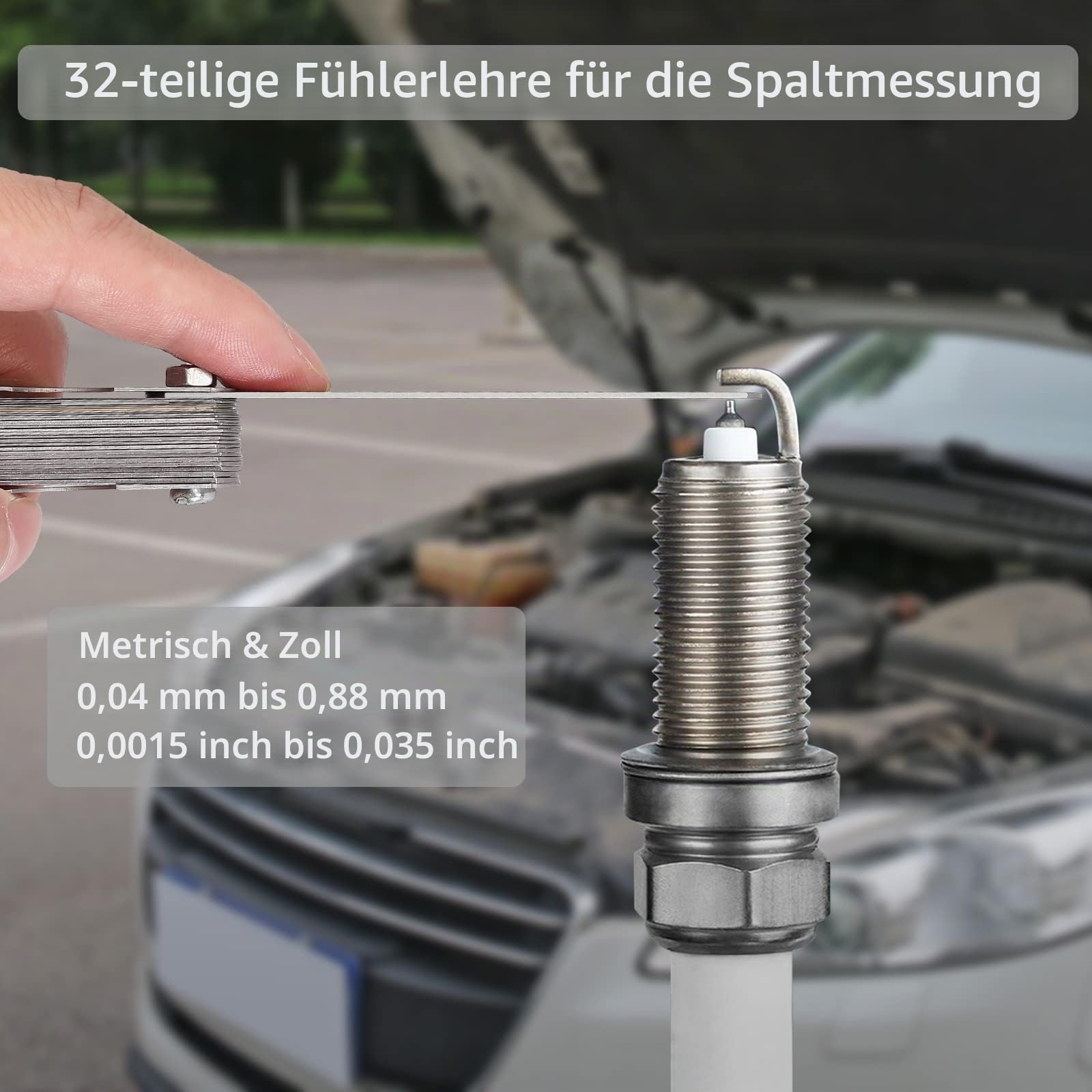 Proster Digitaler Messschieber 8 Zoll/200mm + 32 Fühlerlehre Schieblehre Edelstahl Elektronischer Meßschieber Zoll/Fraktionen/Metrisch Messschieber für Länge Breite Tiefe Innen-/ Außendurchmesser