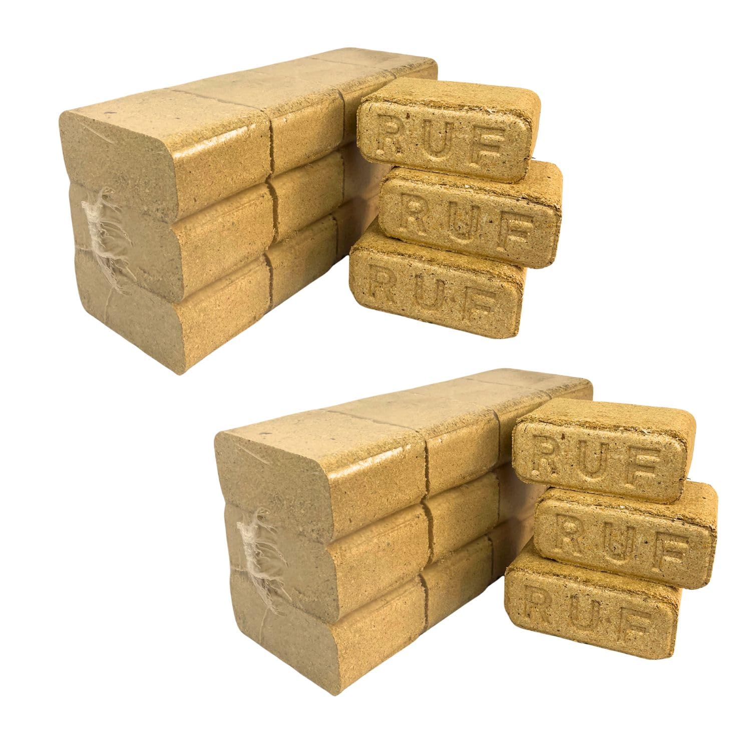 24 RUF Briquettes 20kg Heat Bricks - Sustainable Compressed Wood Eco Friendly Blocks - For Stoves Log Fire Stove Wood Burners Fireplaces BBQ Firepits Grills - Easy to Store