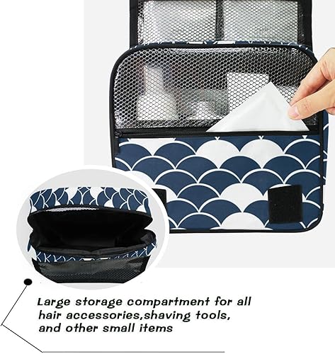 Miniatura 5 de susiyo Blue White Scale Portable Hanging Travel Toiletry Bag Makeup Pouch Organizer Multifunction Cosmetic Bag for Women Girls Men