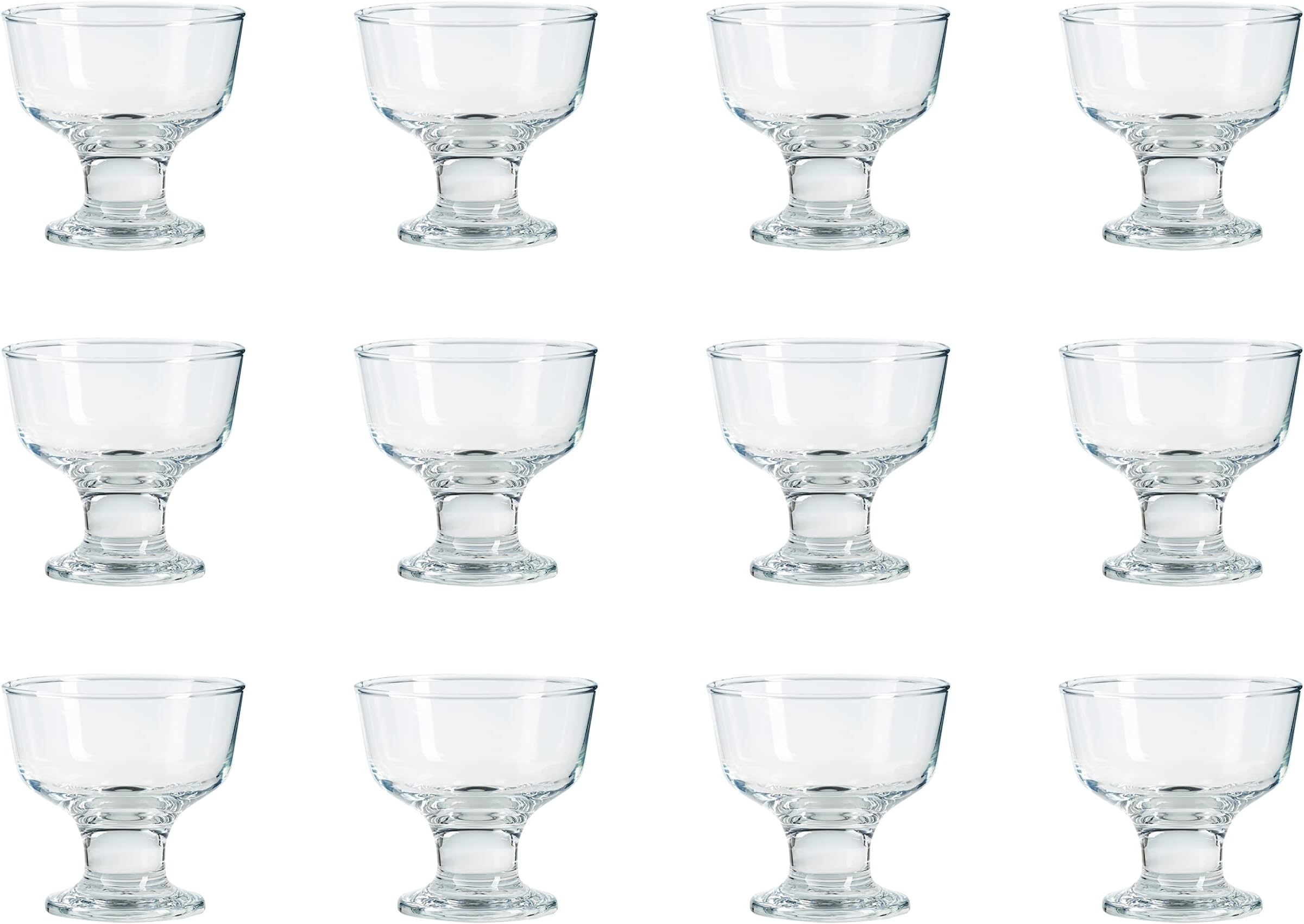 Glass Dessert Bowls Sundae Ice Cream (Set of 12) Short Stemmed Tulip Prawn Cocktail Glasses.