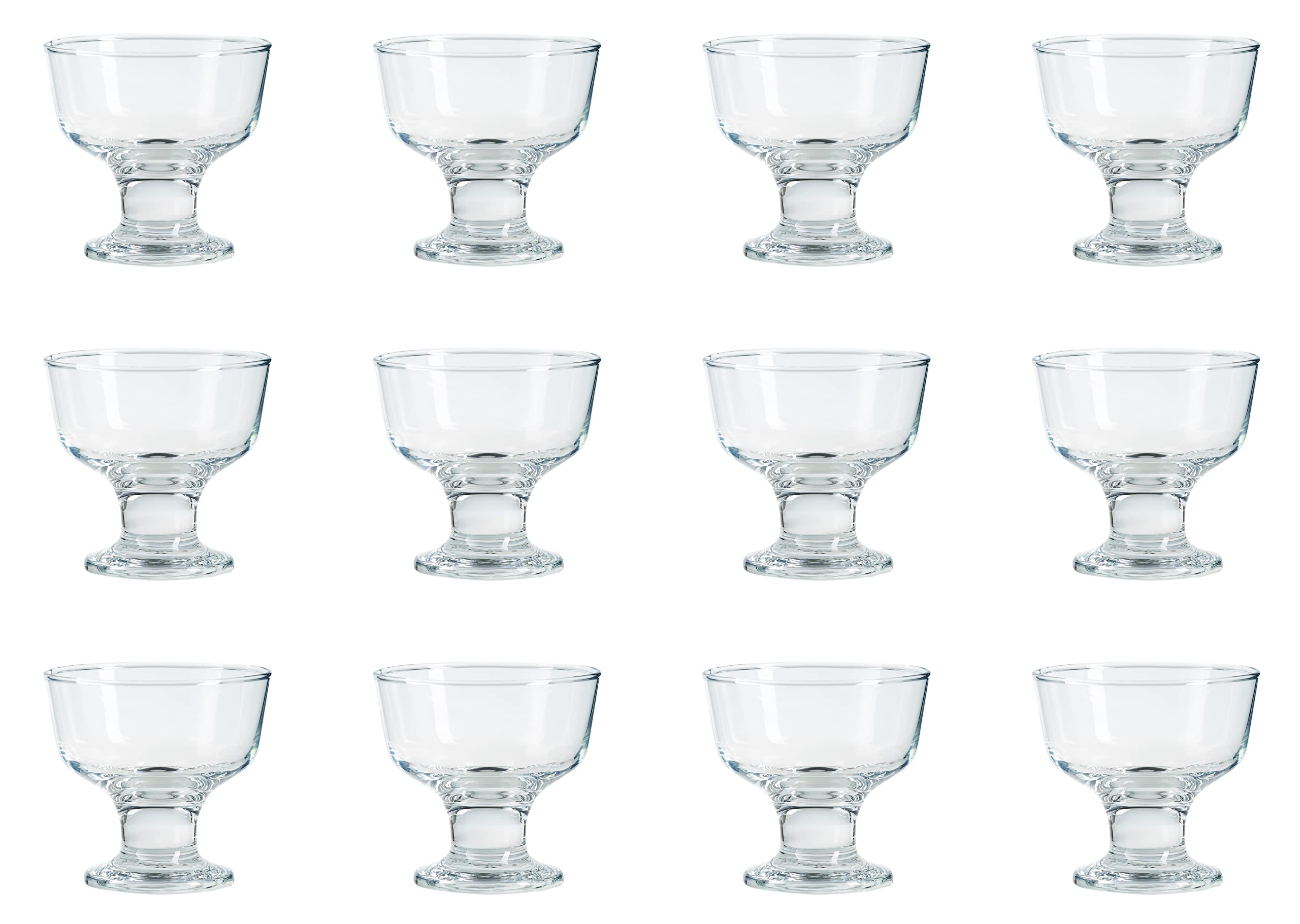 Glass Dessert Bowls Sundae Ice Cream (Set of 12) Short Stemmed Tulip Prawn Cocktail Glasses.