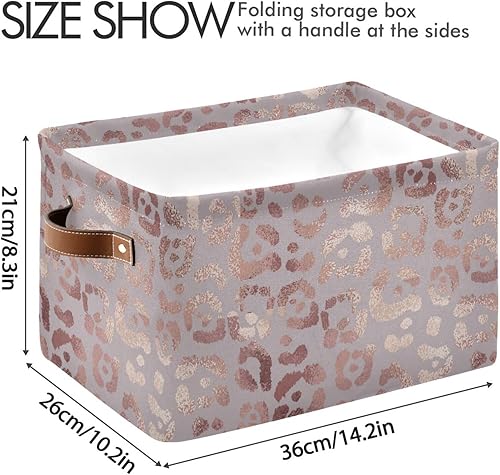 Miniatura 3 de Cesta de almacenamiento de leopardo de oro rosa, canastas plegables para juguetes con asas, cesta de lavandería para el hogar, niños, niñas,