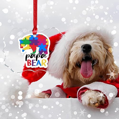 Miniatura 110 de Adorno de Navidad Mama Bear Novedad Acrílico Adornos de Navidad Mama Bear Autismo Rompecabezas Colorido Oso Navidad Colgante Ornamento Puzzle Piezas