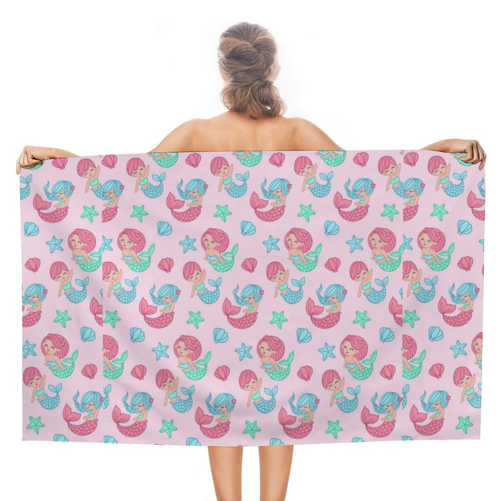 LEDFCVSU Beach Towel, Beautiful Mermaid Pattern Bath Towel, Absorbent Towel for Swimming, Sports, Travel