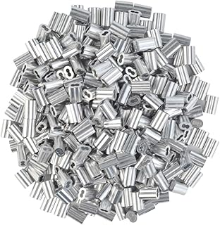 800pc Aluminum Crimping Loop Sleeve Ferrule Cable Ferrule Crimping Loop Sleeve Wire Rope Sleeves for 1/16" Diameter Wire Rope and Cable