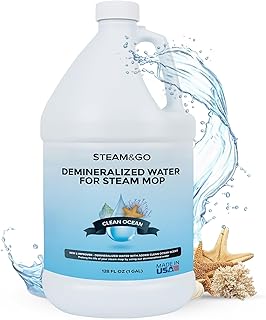 Steam & Go Demineralized Water Cleaning Solution for Floor & Multi-Surface Steam Cleaners - Compatible for All Steam Mops - Clean Ocean Scent, 128 oz