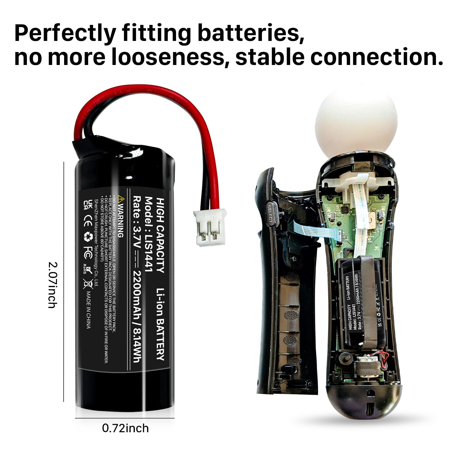 2 x 2200 mAh LIS1441 LIP1450 akumulator, pasuje do Sony PS3 Playstation 3 Move Motion Controller, Playstation Move CECH-ZCM1E, CECH-ZCM 1U
