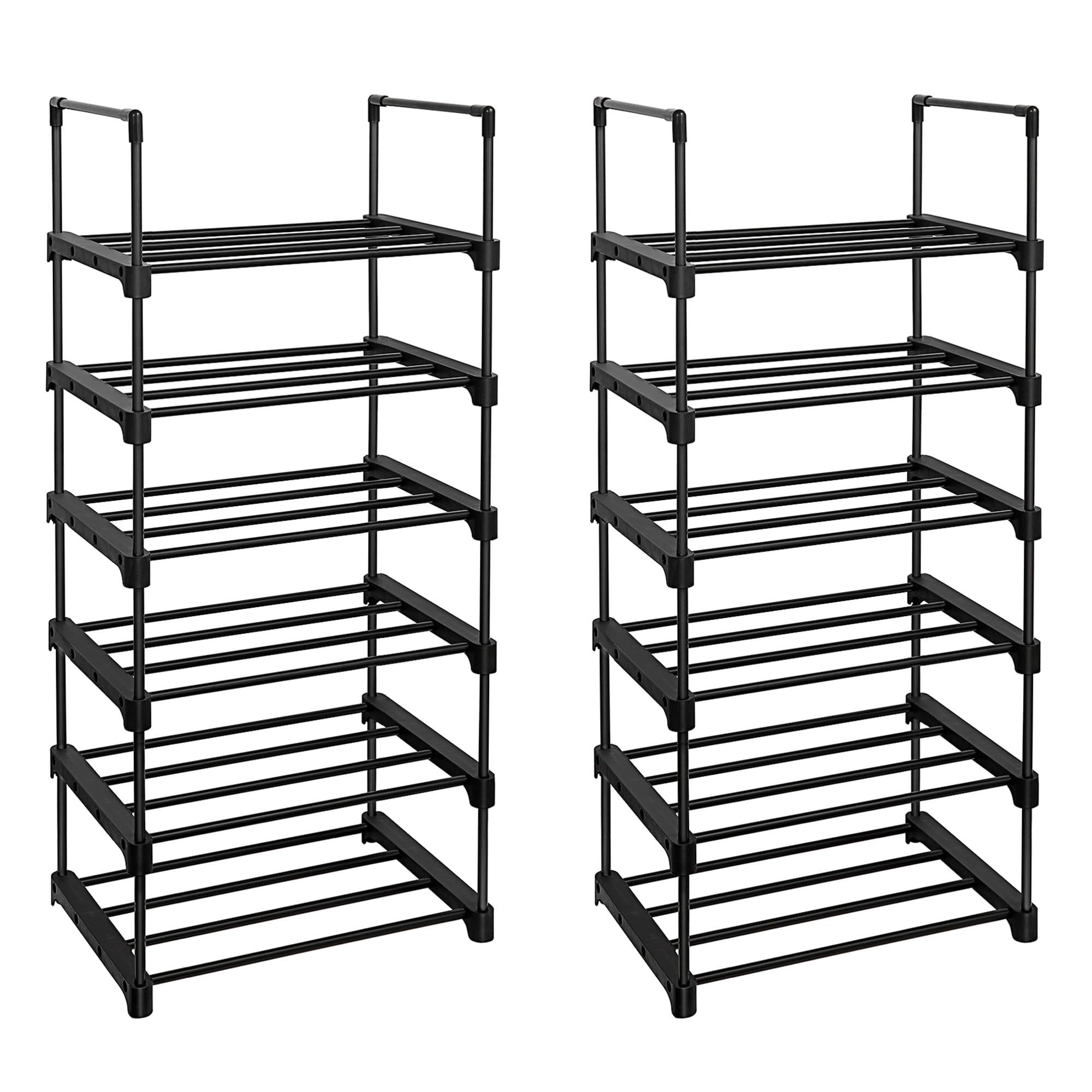 SONGMICS Set of 2 Shoe Racks, 6-Tier Metal Shoe Storage Organisers, Customisable Design, Metal Frame, Space-Saving Racks, for Dressing Room, Hallway, 30 x 45 x 106 cm, Black ZH2504068