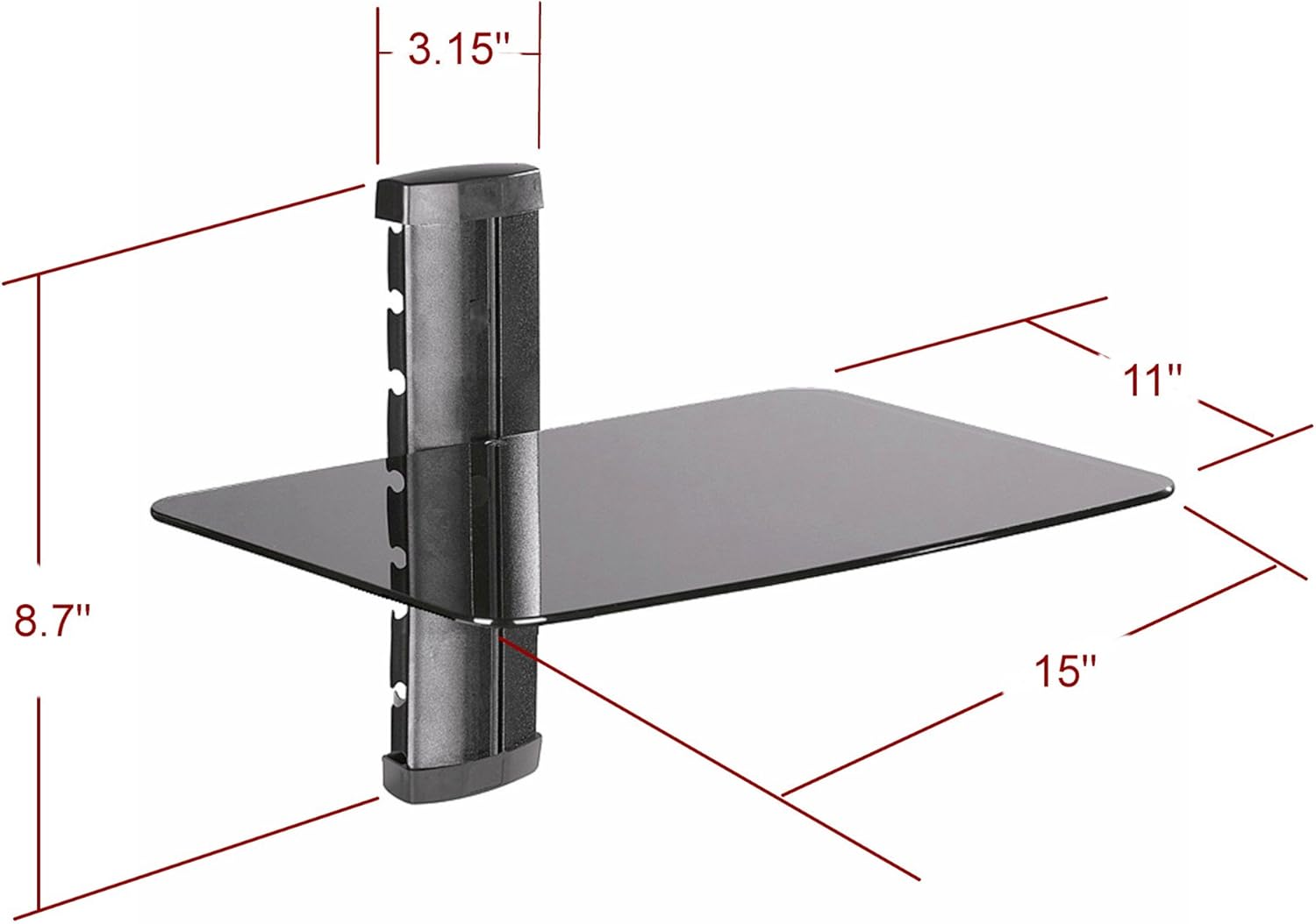 Omnimount Tria 1 B 1-Shelf Wall Furniture - Black/Dark Glass