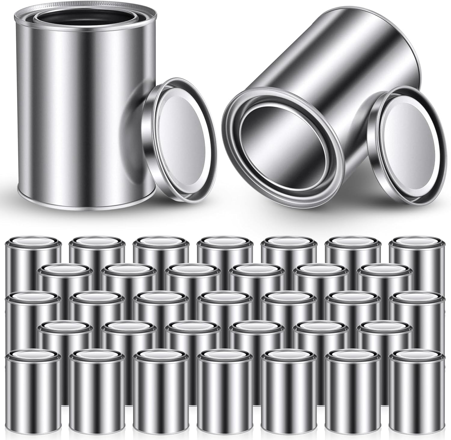 Blulu 50 Pcs Bulk Paint Cans with Lids 2 Pint Empty Metal Paint Bucket Multipurpose Leftover Paints Storage Containers for DIY Paints Crafts Project Adhesives