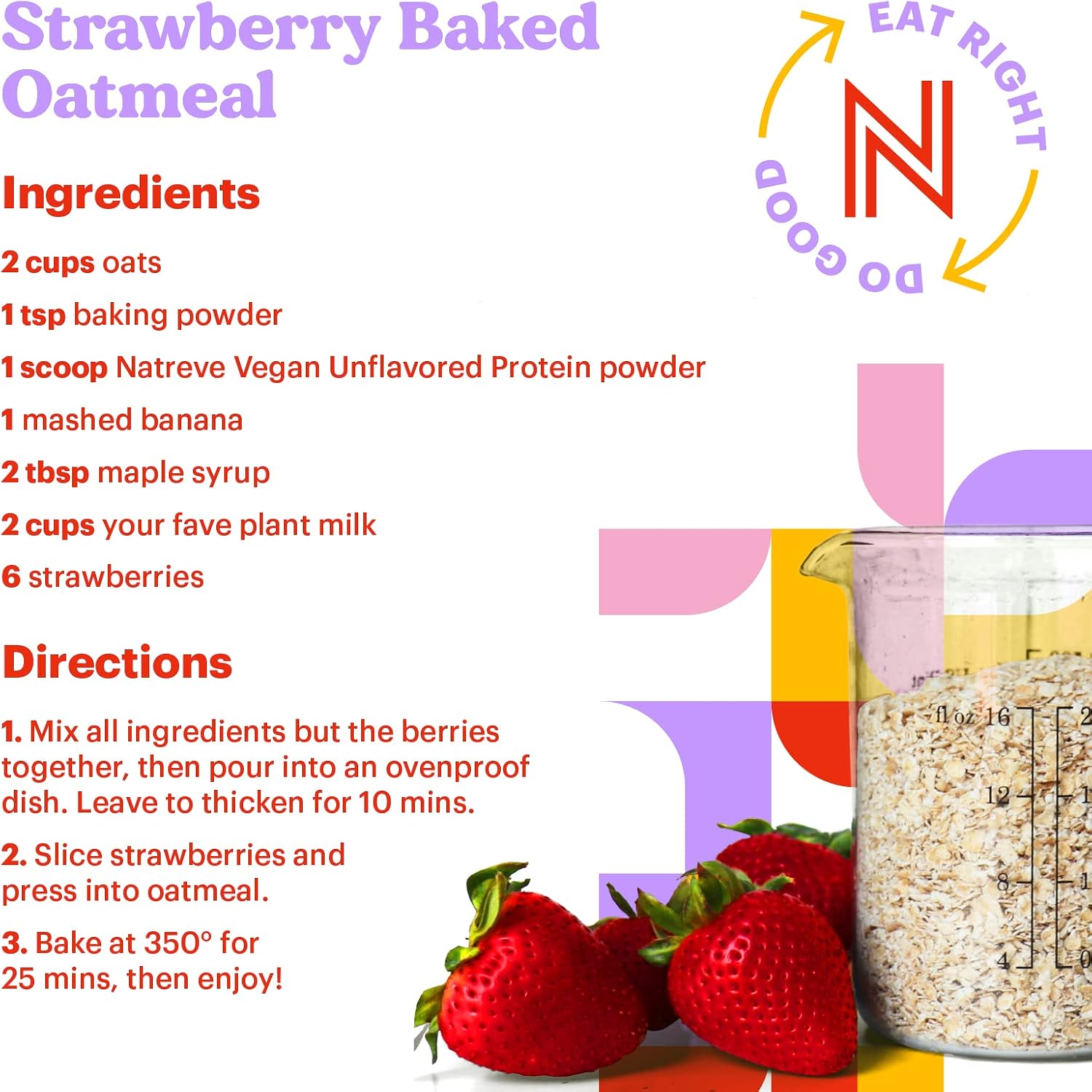 Natreve Vegan Protein Powder - 25g Plant Based Protein Powder with Probiotics and Amino Acids - Gluten Free & Unflavored